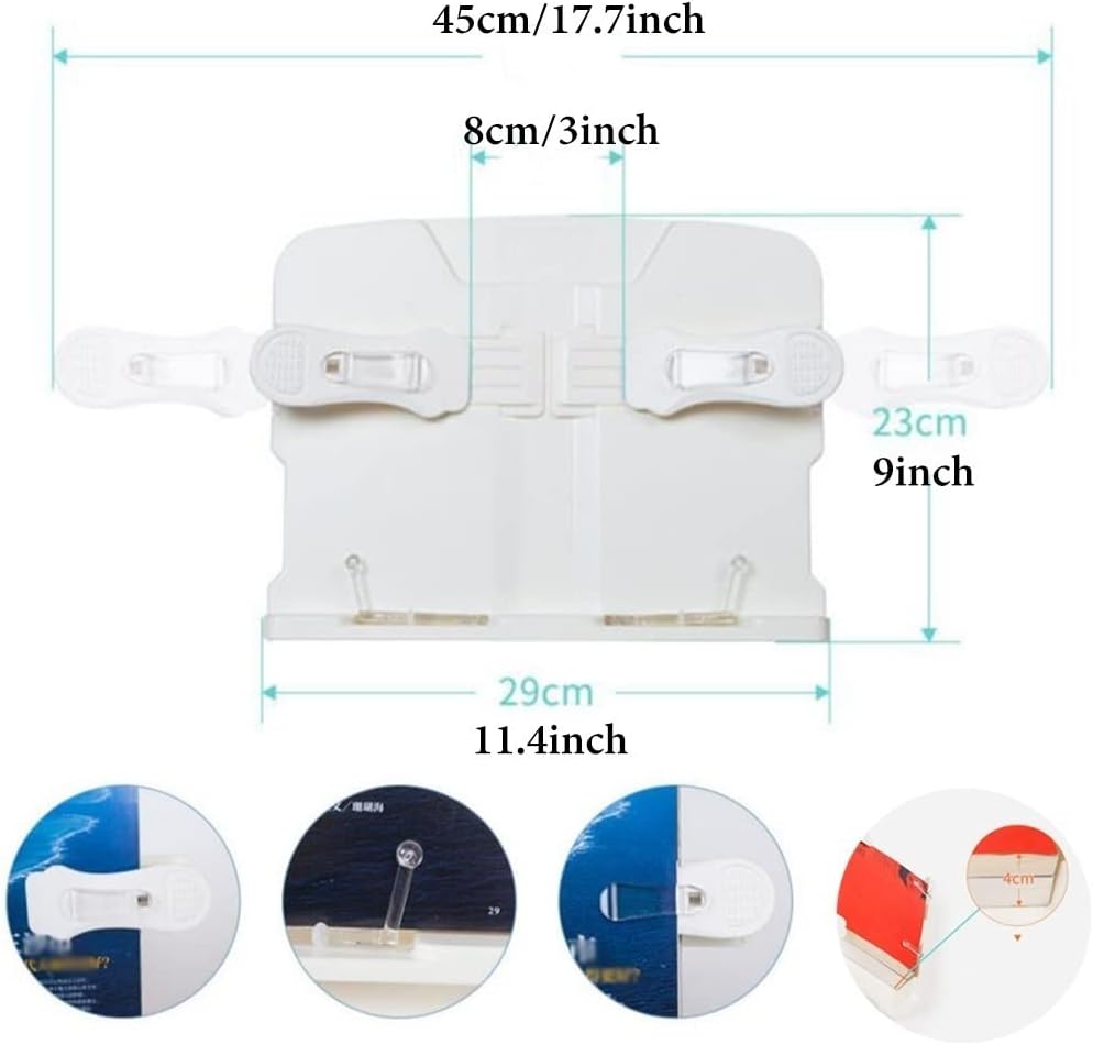 Book Stands Height Adjustable, Book Stand with Clamp, Desktop Cookbook Rest with Page Clips for Reading Hands Free, Aluminum Laptop Stand for Desk, Table Side Design (/White) (/White)