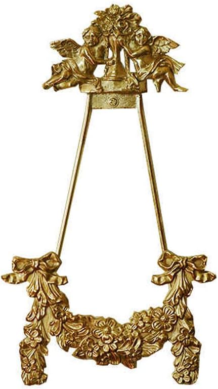 Vintage Bow & Angel Wall Mount Plate Display Stands,Brass Plate Hangers Wall Easel Holder Plate Hanger Plate Stand Holders for Decorative Plates,Picture Frame,Arts (9.8" H)
