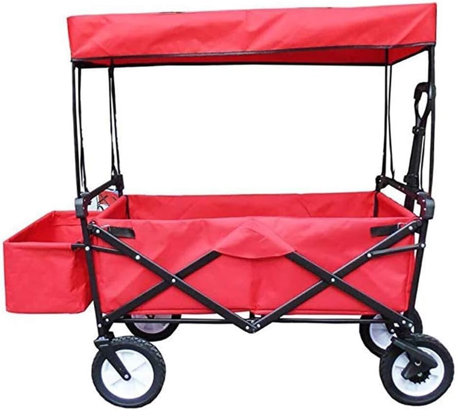 Foldable Garden Cart with Adjustable Telescopic Handles, 100kg Load Capacity, Removable Canopy, Portable Utility Wagon