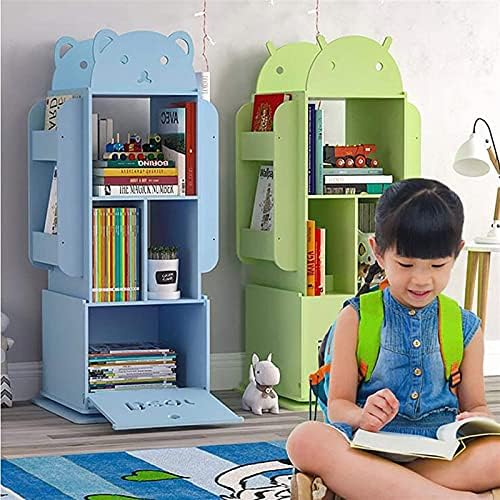 360° Rotating Floor-Standing CD/DVD Rack & Children's Bookcase - Green Storage Display Rack for Home Office, Living Room & Study, 46x52x115cm, Perfect for Magazines & Picture Books