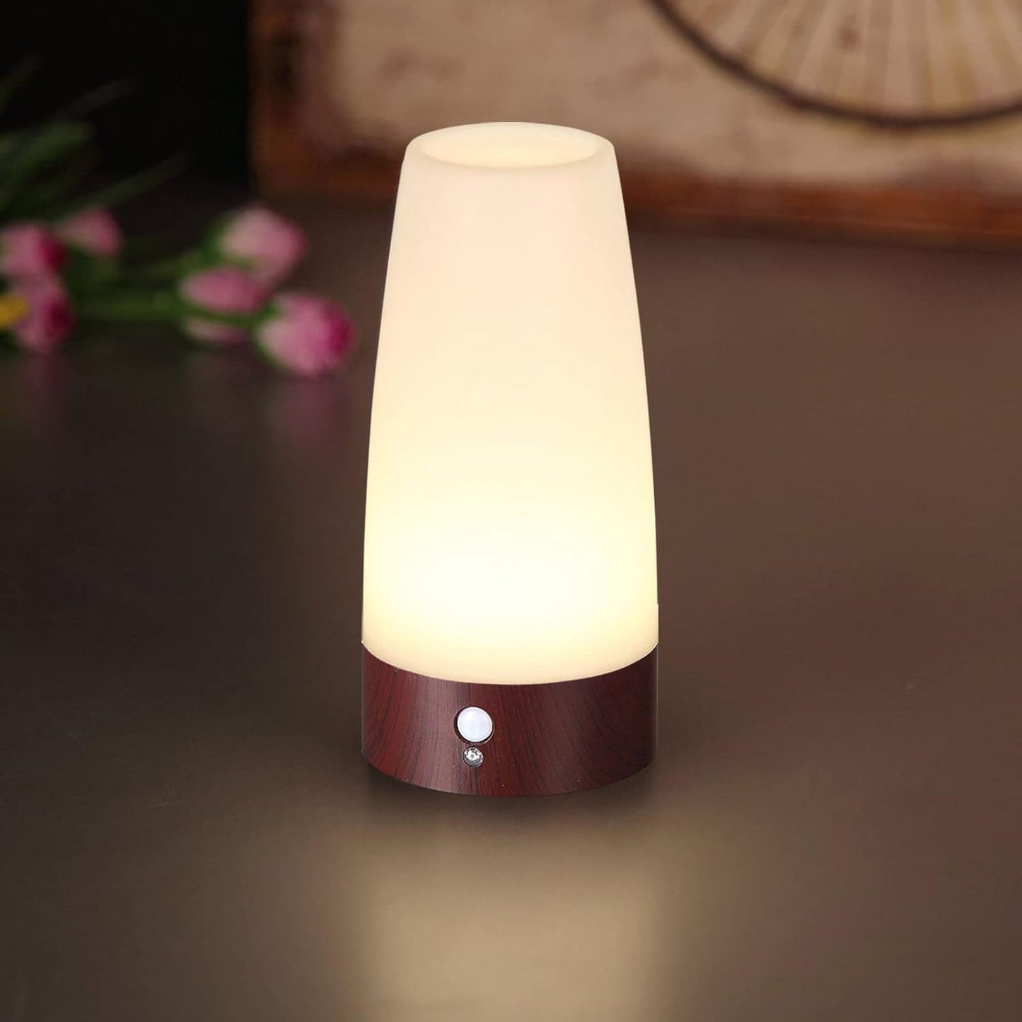 ZEEFO Retro LED Night Light PIR Motion Sensor Light,Activated Step Lighting Lamps,Indoor/Outdoor Battery Operated Lamp Sensitive Portable Moving Table Lamp for Kids Room,Hallway(Round Shape)