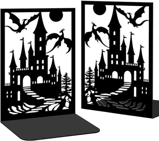 2 Pieces Metal Bookends for Shelves Dragon Bookends Decorative Heavy Duty Book Ends for Heavy Books Unique Gifts Book Ends for Home Office 4.7"x3.5"x7"