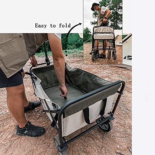 Portable Camping Cart,Camping Wagon, Folding Garden Cart, Shopping Trolley, Heavy Duty Utility Use with Side Bag and Storage Bag -