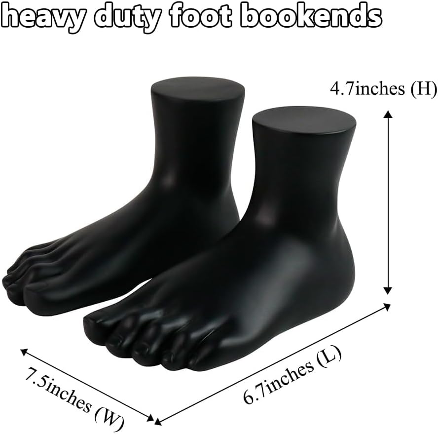 jinhuoba Decorative Bookends Foot Book Ends, Unique Heavy Book Holder Ends for Shelves, Novelty Modern Book Ends for Shelves Office Home Desk Bookshelf, 6.7"(L) x 7.5"(W) x 4.7"(H), Resin