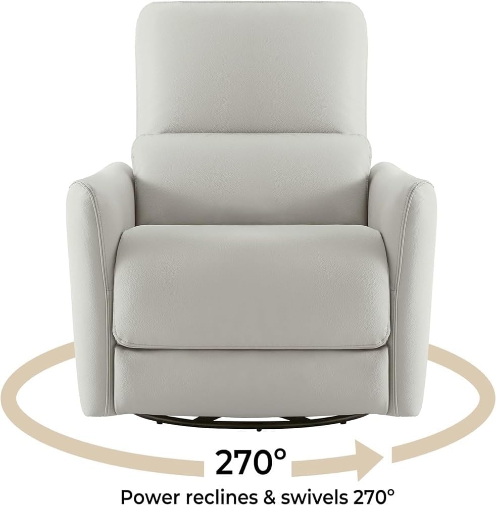 Power Swivel Rocker Recliner Chair with Lumbar Support, Modern Comfy Leather Electric Armchair for Elderly, Easy to Clean Oversized Lazy Sofa for Living Room