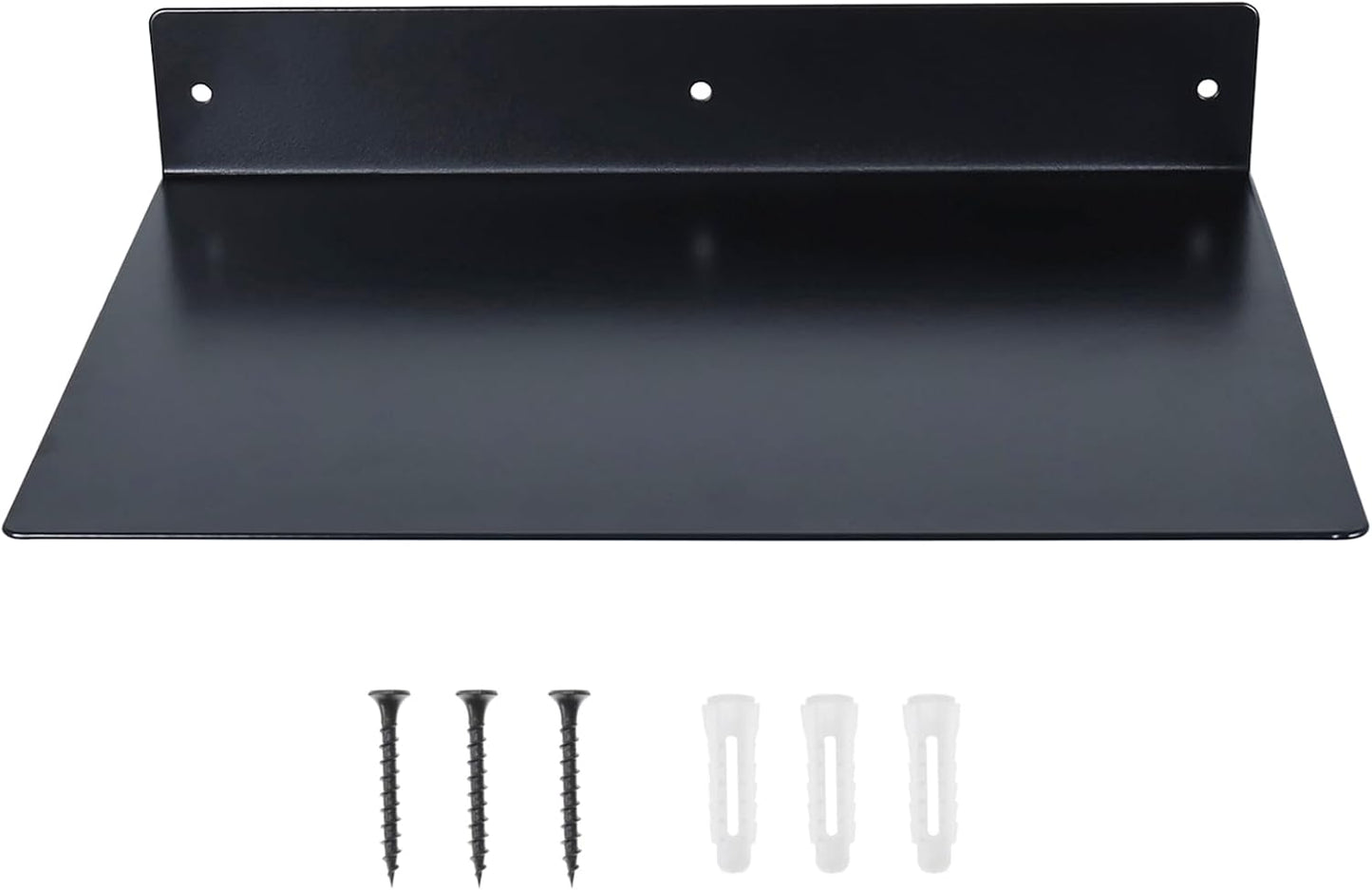 RealPlus Metal Floating Shelf Wall Mounted (12 inch x 8 inch) Heavy Duty Steel Display Shelves, Black