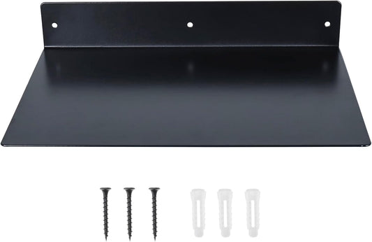RealPlus Metal Floating Shelf Wall Mounted (12 inch x 8 inch) Heavy Duty Steel Display Shelves, Black
