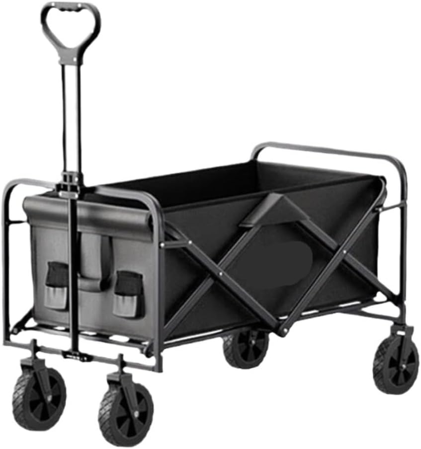 Portable Camping Cart,Portable Beach Trolley Cart with Reclining Camper Chair Folding Outdoor Camping Equipment for Picnics Black Outdoor Camping Cart for Easy Transport and Stor