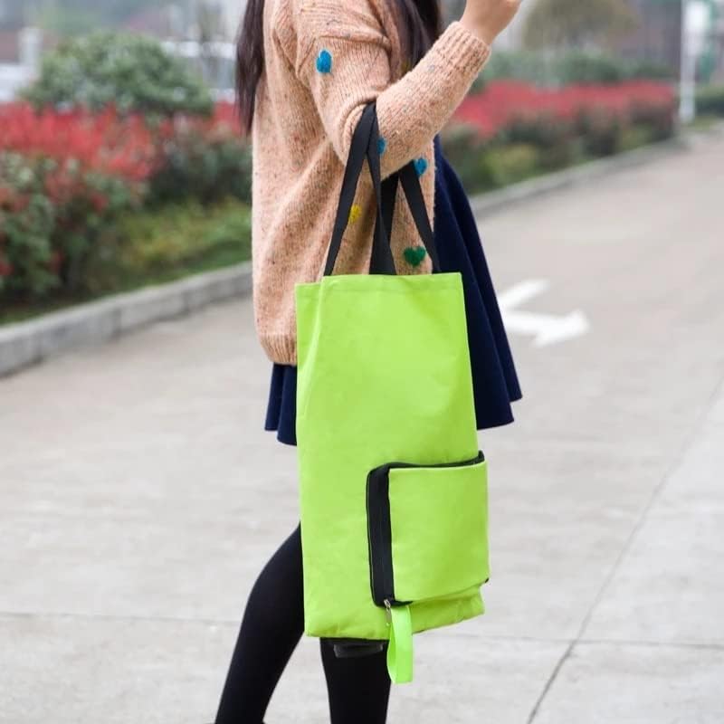 JSEIAJB New Folding Shopping Bag Shopping Buy Trolley Bag on Wheels Bag Buy Vegetables Shopping Organizer Portable Bag(E)