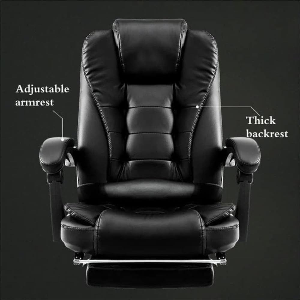Genuine Leather Executive Office Chair with Adjustable Height Ergonomic Computer Swivel Lifting Handrail Desk Chairs for Meeting Room Lunch Break Reading