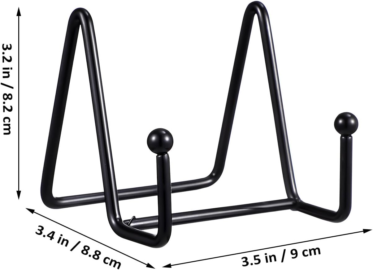 FAVOMOTO 4 Pcs Metal Plate Display Stands Plate Holder Photo Rack Dish Holder for Tabletop Art Books Showcase