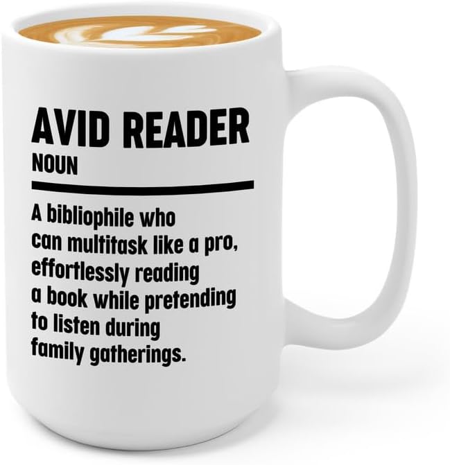 Book Lover Coffee Mug 15oz White - Effortlessly Reading - Book Lover Gifts For Women Book Club Book Lovers Gifts Bookworm Book Reader Gifts