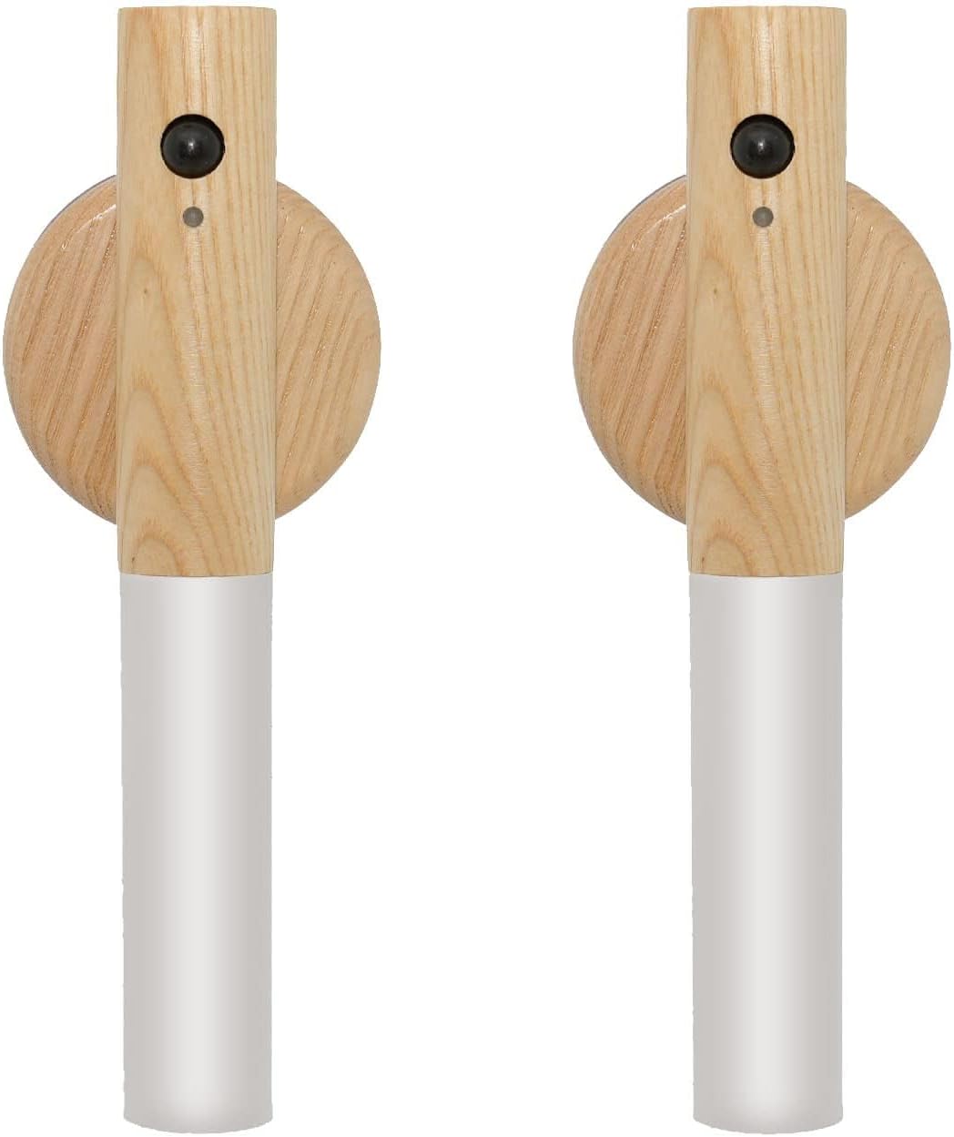 Motion Sensor Wall Sconces, Smart Portable Sensor Night Light Wood USB Rechargeable Magnetic Night Light (White Ash Wood 2PCS)