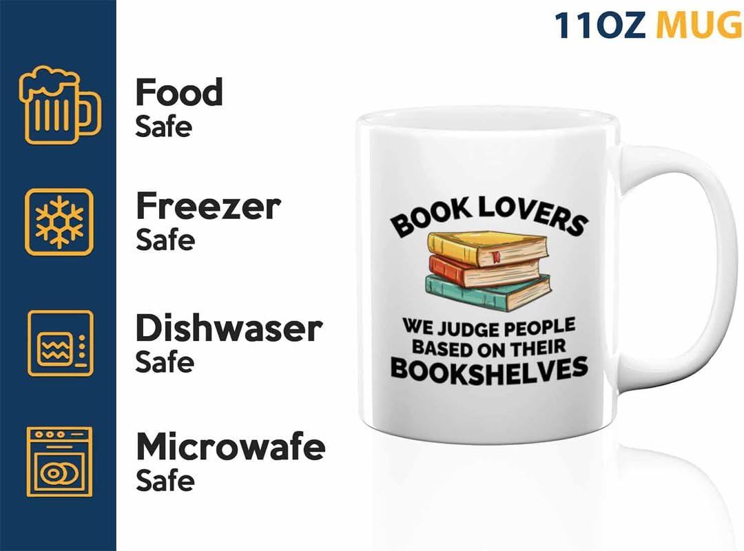 Book Lover Coffee Mug 11oz White - We judge people - Gift For Poets Bookish People Bibliophile Librarian Book Club Reader