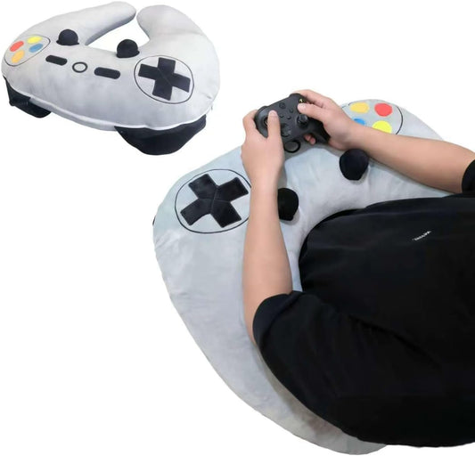 Gaming Pillow, Lap Desk Reading Pillow for Adults Teens, Arm Support Pillow for Sitting in Bed Sofa, Playing Steam Deck/Switch/Xbox/PS5, Gamer Gifts for Men Teenage Boy, Light Grey