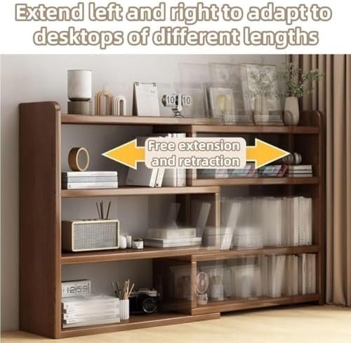 Telescopic Rotating 4-Tier Modern Wood Bookshelf - Cube Bookcase Corner Storage Organizer for Study, Office, Living Room - Practical & Stylish (Natural Finish, 40 cm)