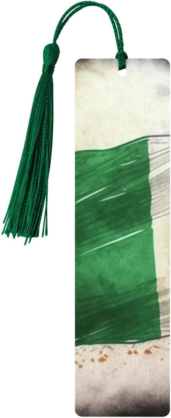 Hand Drawn Irish Flag Bookmarks Gifts for Women Men, Wooden Bookmarks for Book Lovers, Vintage Book Marks Ornaments with Tassel, Unique Personalized Reading Page Markers Dark Green