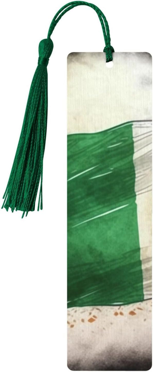 Hand Drawn Irish Flag Bookmarks Gifts for Women Men, Wooden Bookmarks for Book Lovers, Vintage Book Marks Ornaments with Tassel, Unique Personalized Reading Page Markers Dark Green