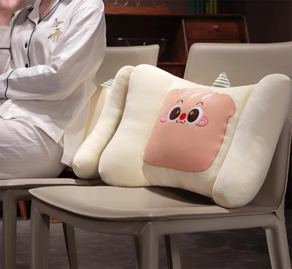 Cute Office Chair Lumbar Support Pillow Soft Sofa Reading Back Cushion Bed Resting Backrest Pillow Car Waist Cushion (Bread, 55×35CM/21.65"×13.8")