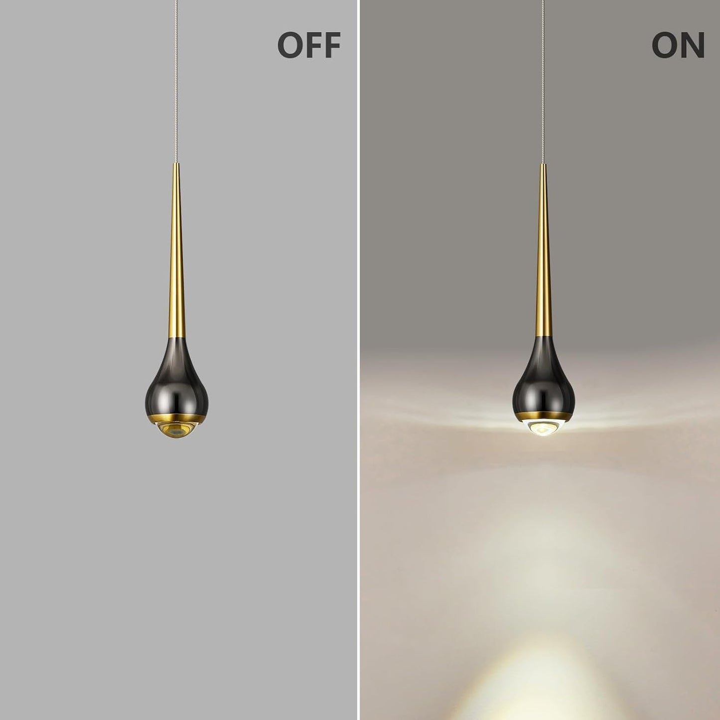 Modern LED Dimmable Pendant Light fixtures,Mini Black Gold Pendant Lighting for Kitchen Island Dinning Room,Bedroom,Bar, Kitchen Island Ceiling Hanging Light Fixtures(1-Pack)