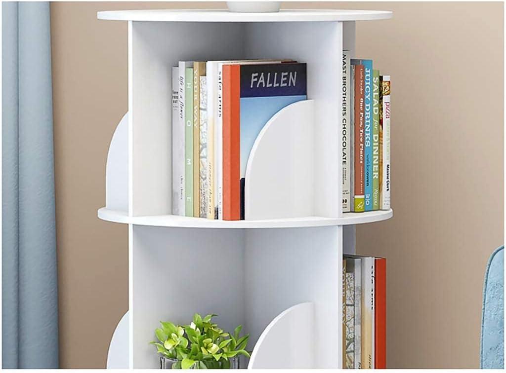 360° Rotating Bookshelf with Wheels Stackable Floor Standing Bookcase Book Organizer Storage Shelves Rack for Kids Room Multi-Layer Storage Rack