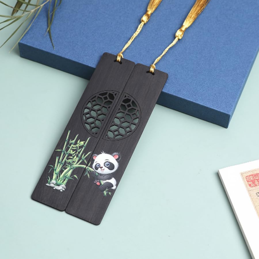 Bookmarks Wooden Bookmark Panda Bamboo Reading Book Markers Book Page Marker Gifts for Women, Kids, Teens Girls, Readers and Book Lovers Pack of 2
