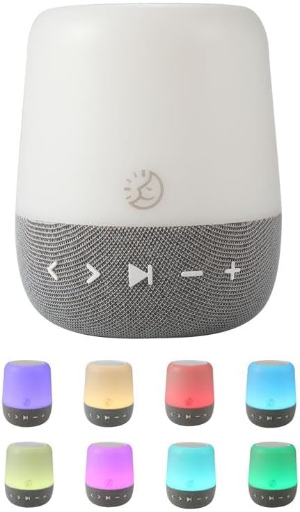 White Noise Machine with 30 Sounds + 18 Colors – Digital Sleep Aid with Amber Night Light for Blue Light Blocking, Touch Control, Rechargeable Battery & Timer for Adults & Babies