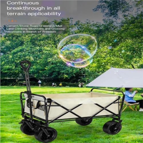 Portable Camping Cart,Outdoor Folding Beach Camping Trolley Cart with Portable Picnic Storage Mobile Outdoor Camper Cart (Black)