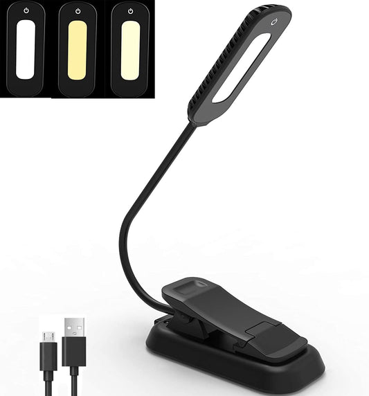 ZYK Book Light, 12 LED USB Rechargeable Reading Light with 3-Level Brightness for Eye Protection Night Reading Lamp
