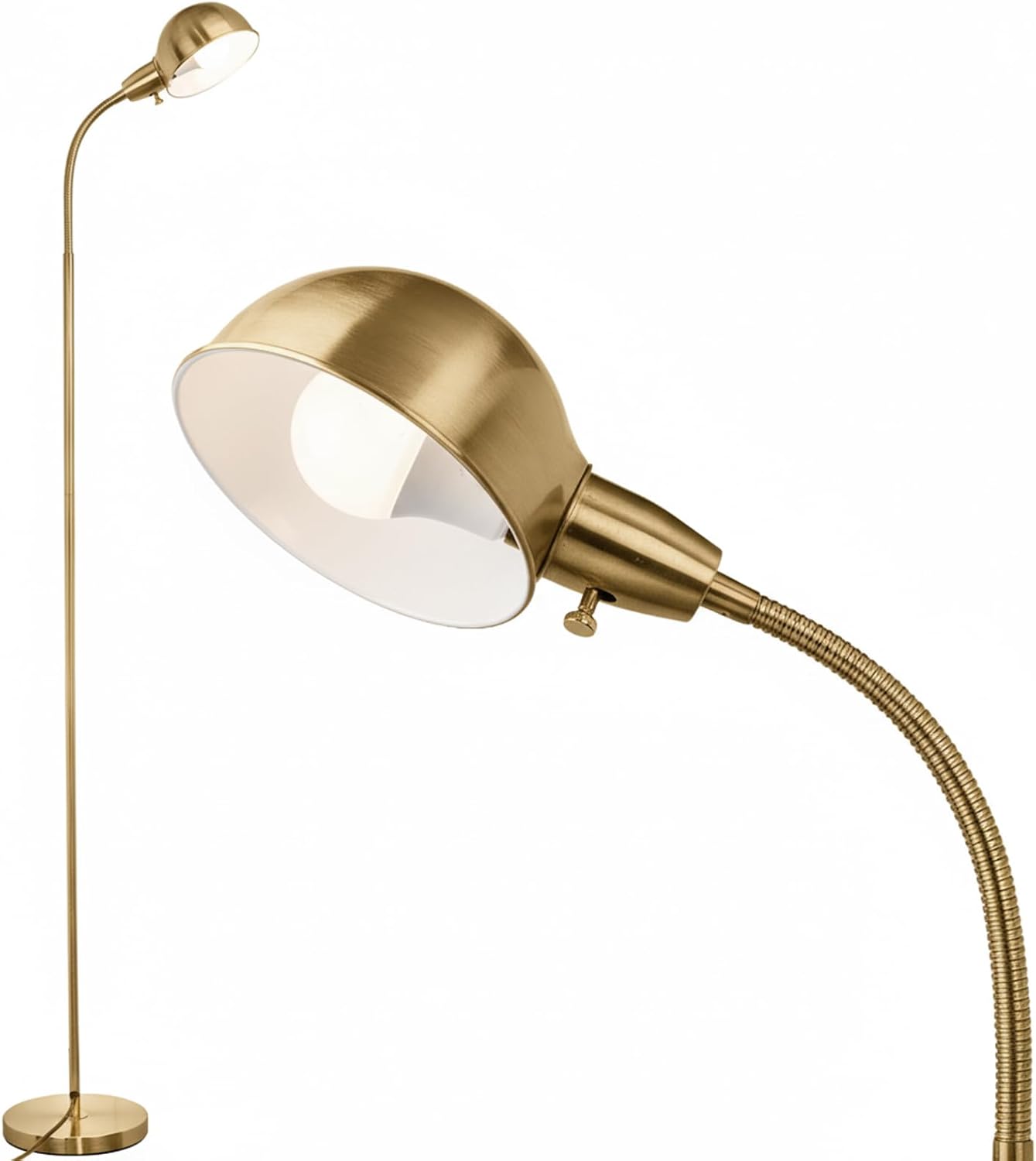 Dimmable Floor Lamp with Flexible Gooseneck and Rotatable Shade, Modern Style Standing Tall Lamp, E26 Socket, LED Reading Lamp (Gold)
