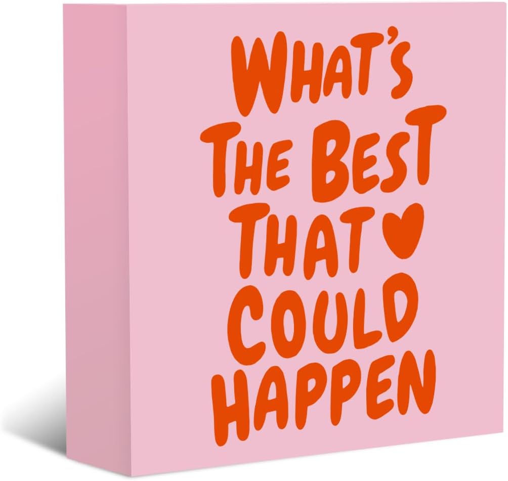 Pink Preppy Wooden Box Sign Inspirational Positive Affirmations Aesthetic Decorative signs, Wood Box Sign Preppy Stuff Classroom Bedroom Girls Room Home Decor Wall Art Christmas Birthday Gifts