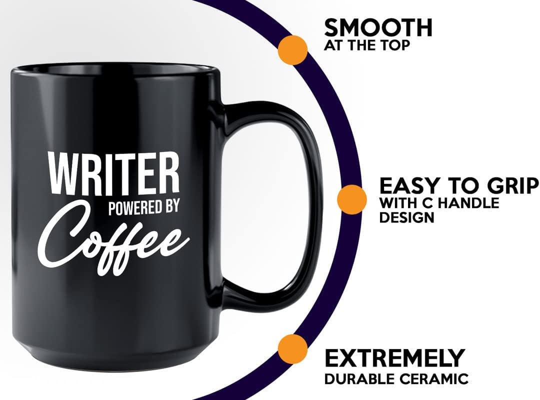 Writer Coffee Mug 15oz Black - Writer by coffee - Paper Butterfly Lid For Novelist Poet Columnist Encouragement journalist author book lover bookworm