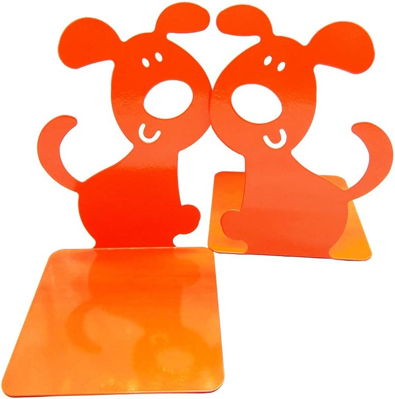Artkingdome 1Pair Cute Bookend Cartoon Puppy Dog Books Nonskid End Rack Stand Decorative Bookends Orange Gift