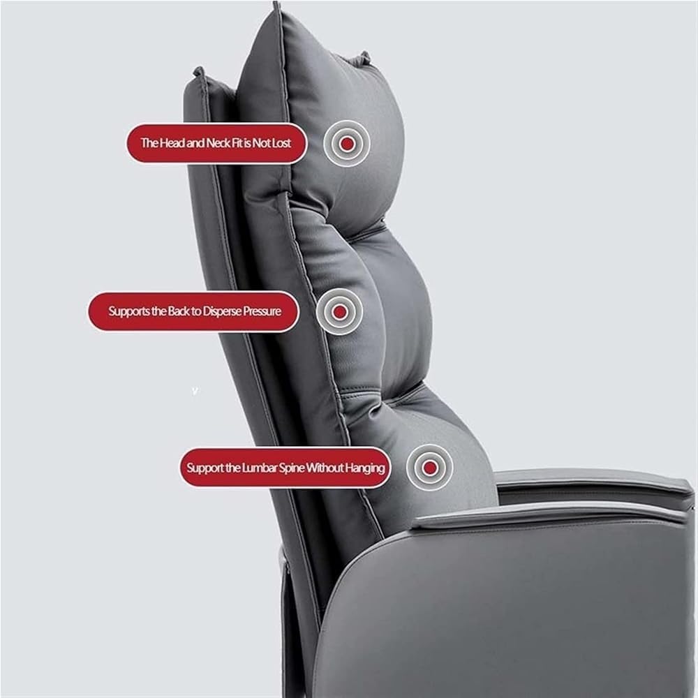 Ergonomic High Back Executive Leather Office Chair with Massage Adjustable Height Chairs with Footrest for Workspace Reception Study Bedroom Reading(Black)