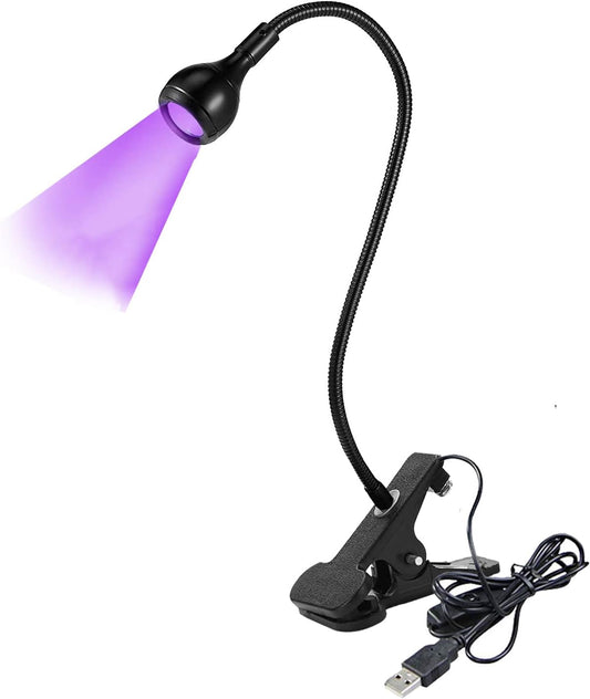 3W UV LED Desk Light,Flexible Gooseneck and Clamp Mini Desk Light with Switch,Portable Glue Curing Lamp Light for Mobile Repair Black