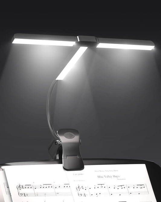 T-Shape Clip On Lamp Rechargeable Music Stand Light, 57 LEDs Painting Light 4 Colors x 3 Brightness, for Sheet Music, Easel, Bed Headboard, Desk, Shelf, Piano