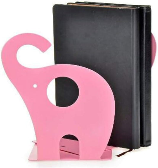 Leoyoubei Steel Book Racks Cute Elephant Art bookends Desk Accessories & Workspace Organizers, Kids Bedroom Or playroom, Office or Gift -Small Books,Book Organizer Non-Slip 1 Pairs Pink