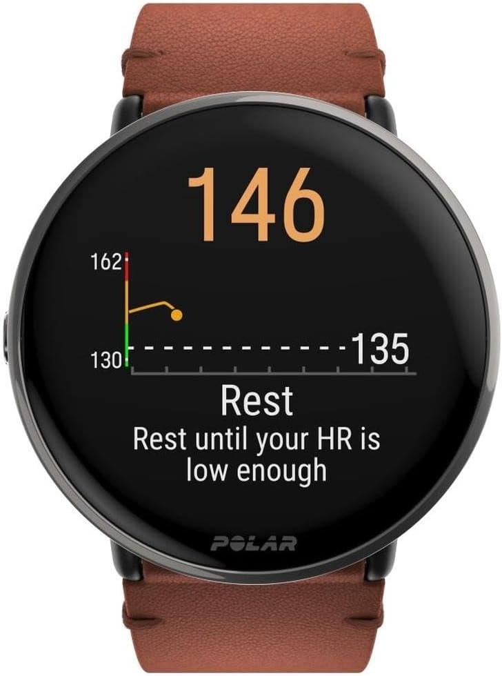 POLAR Ignite 3 Series Titanium Fitness Tracking Smartwatch with AMOLED Display, GPS, Heart Rate Monitoring, Sleep Analysis, and Real-Time Voice Guidance; S-L, for Men or Women, Brown Copper Titanium