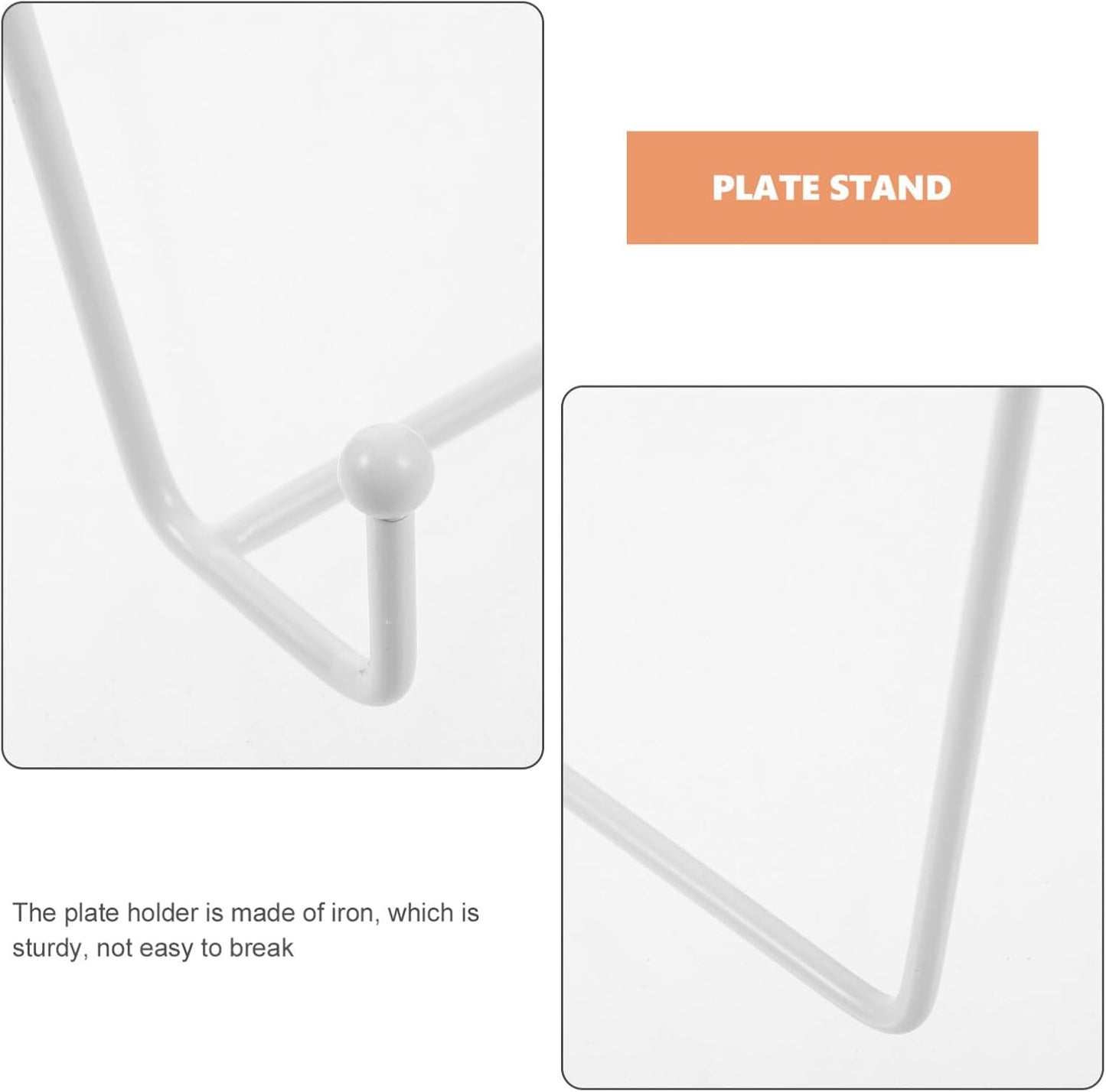 HOMSFOU White Metal Easel Photo Frame Bracket Display Stand Holder for Plates Books Artwork Tabletop Decor 5.90X5.51X2.95 Inches