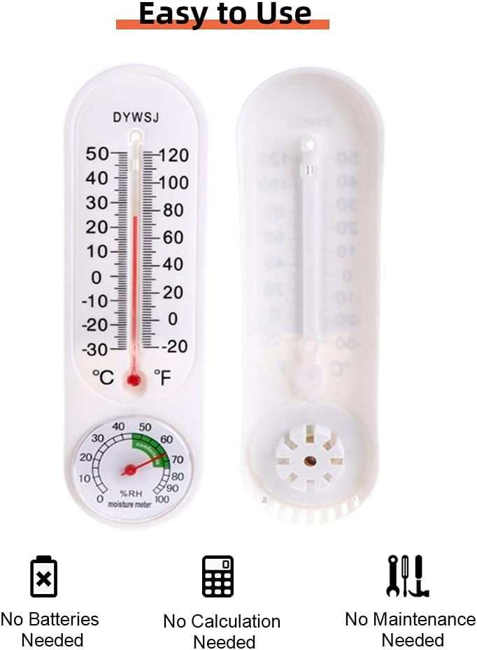 ZJchao Vertical Thermometer, Humidity Meter with Celsius and Fahrenheit for Greenhouse, Office, Labs, Nursery and More