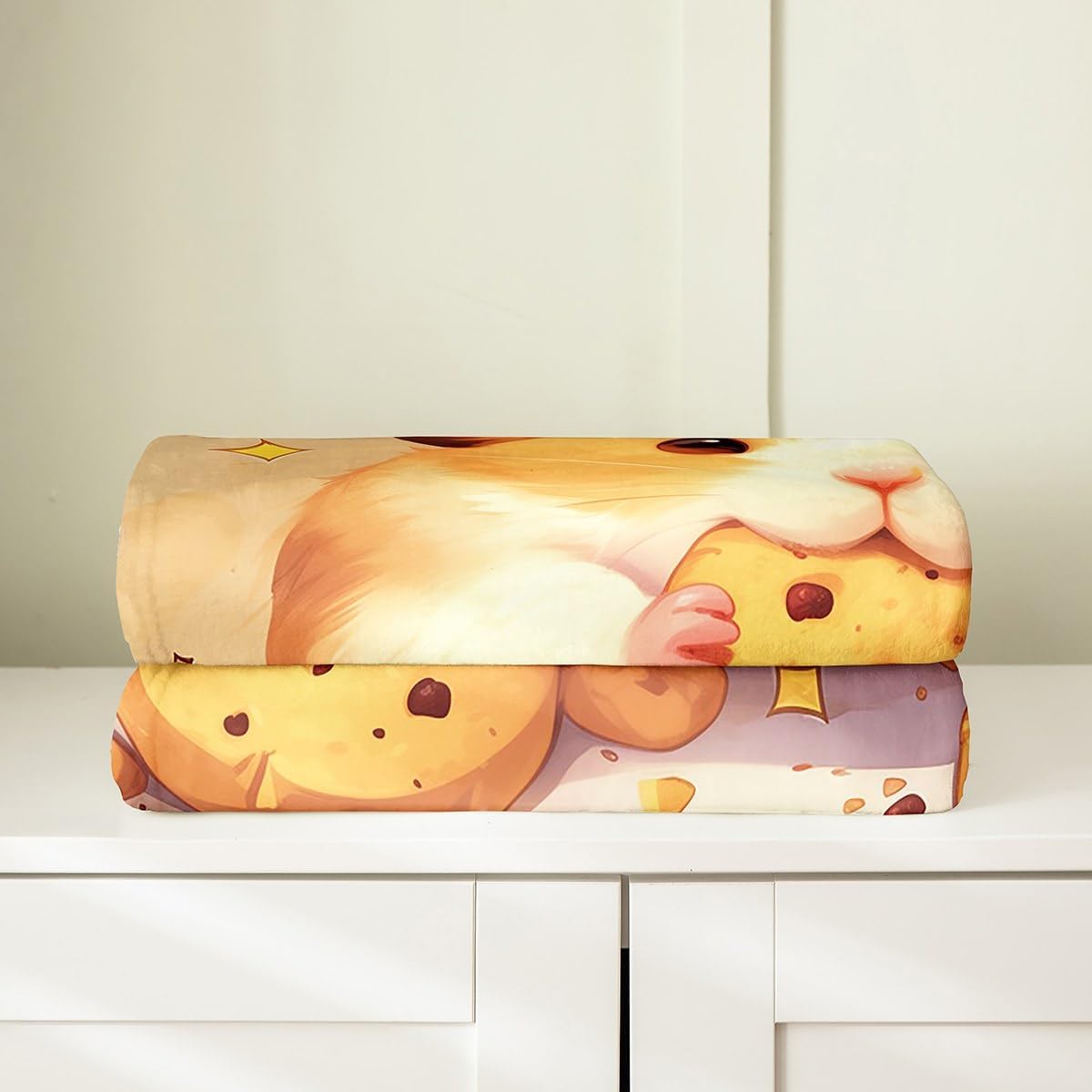 Erosebridal Kids Cute Hamster Blanket 40x50 Kawaii Hamster Throw Blanket Cookies Food Fleece Blanket Cartoon Pet Animal Fuzzy Blanket for Kids Boys Girls,Brown Luxury Soft
