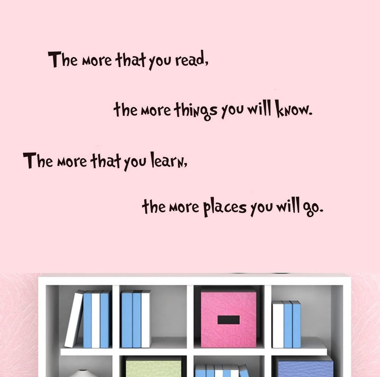 The More That You Read The More Things You Will Know Wall Sticker Art Quote Decals Home Decor (22.4''x11'')
