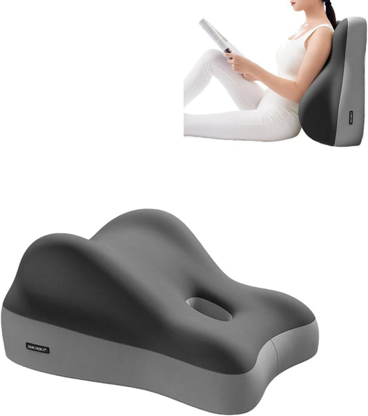 Memory Foam Lumbar Support Pillow for Office Chair, Bed, Body Support, Helps Relieve Back Pain, Ergonomic Comfort for Acid Reflux Relief, Sleeping and Reading (Double Gray)