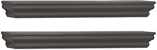 MELANNCO Floating Wall Mounted Moulding Shelf Set of 2 Gray - 5238439