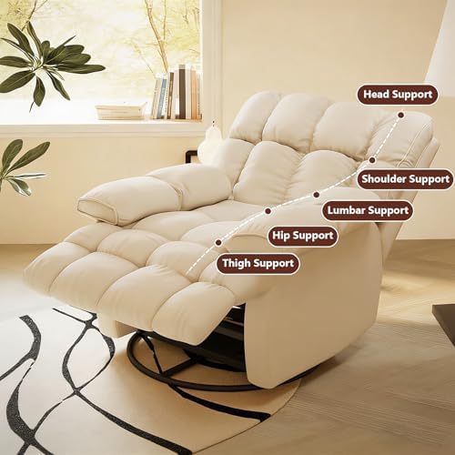 360° Swivel Rocker Recliner Chair - Manual Recliner with Technical Corduroy Fabric for Bedroom & Living Room, Comfortable Lounge Chair (Corduroy, E)