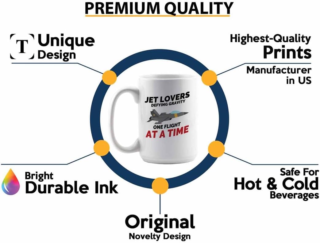 Jet Pilot Coffee Mug 15oz White - Jet lovers Defying gravity - Pilot Gifts Airplane Flying Captains Aviator Airline Aviation