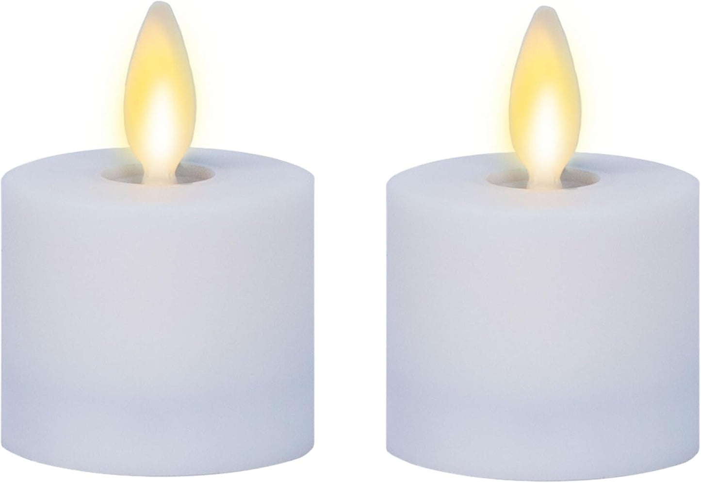 Luminara Moving Flame LED Flameless Tealight (1.4" x 2") Remote Ready Battery Operated Plastic LED Flameless Tea Light - Smooth Matte - Pearl Ivory (2-Pack White)