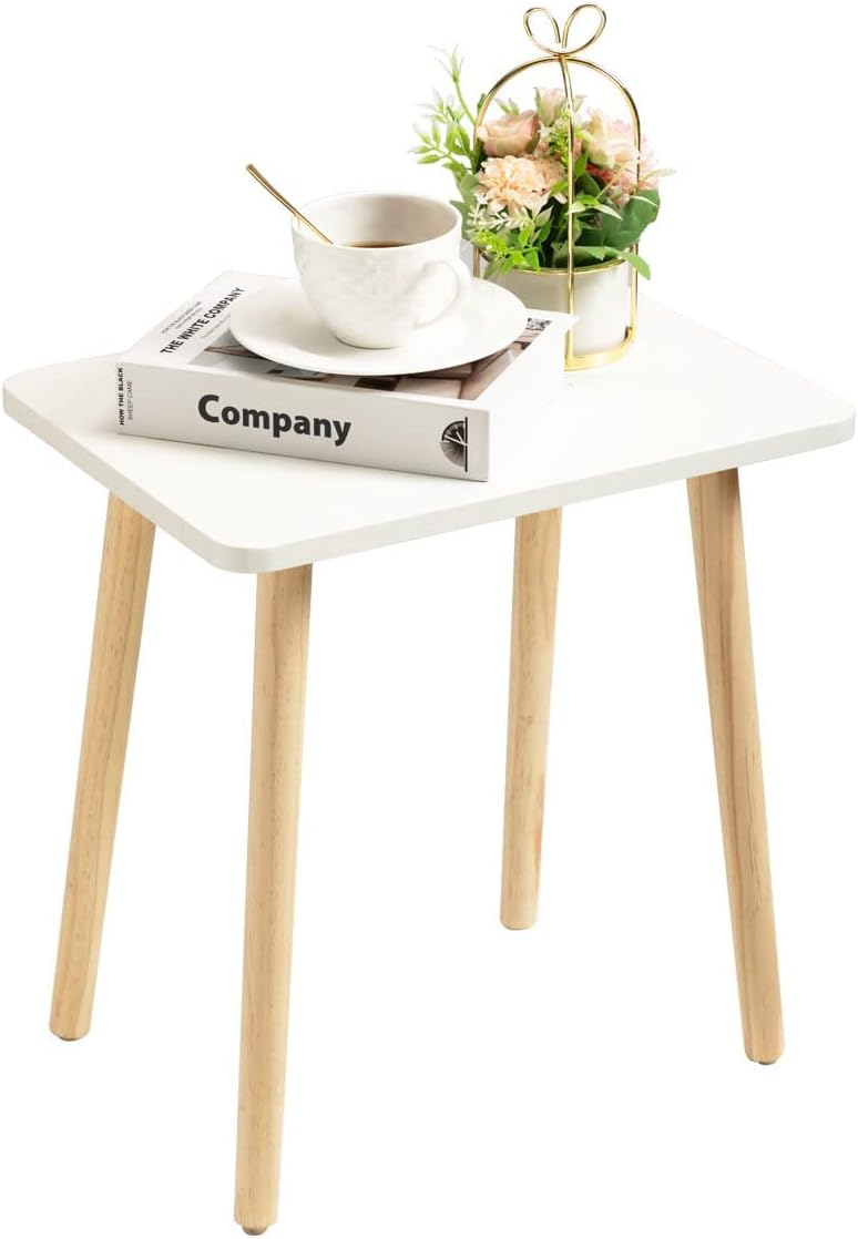 FORAOFUR Small Side Table, Modern Wood Mini Coffee Table, Easy Assembly Compact End Table for Living Room Bedroom Sofa, Minimalist White Accent Furniture for Small Spaces