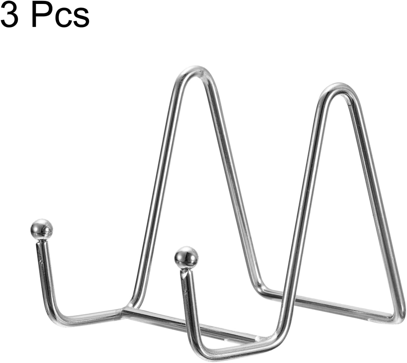 uxcell Plate Stand for Display, 3Pcs 3 Inch Iron Easel Plate Holder Display Stands Metal Decorative Plates for Picture Photo Book, Silver