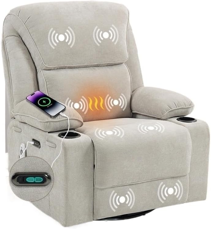 Power Control Reclining Rocking Chair and Glider Massage Swivel Living Room Furniture for Small Spaces Bedroom Lounge Sofa Chairs for Home Theater
